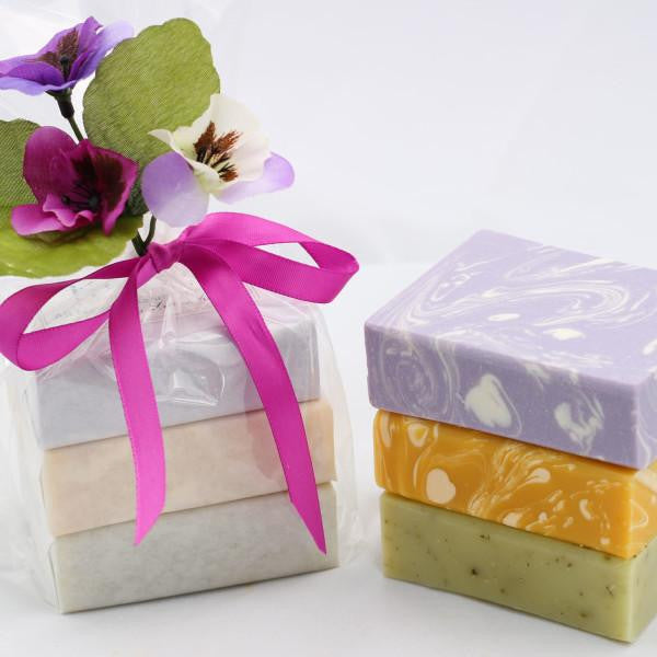 Handmade Bar Soap Gift Set, Organic & All Natural -  3 Full Size Bars (Set 1)