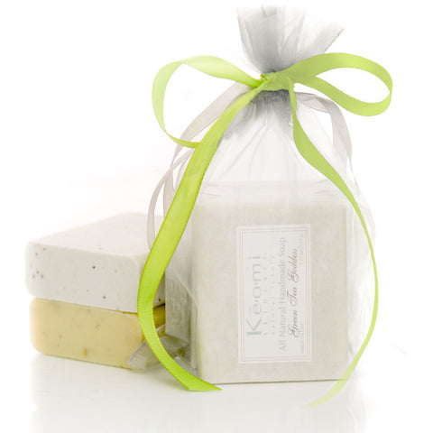Organic Handmade Soap Gift Set - All Natural - 2 Full Size Bars - Green Tea Goddess and Sea Breeze